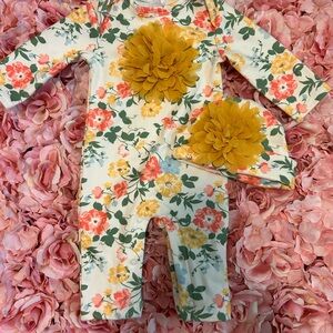 Floral Baby Outfit with Yellow Flower